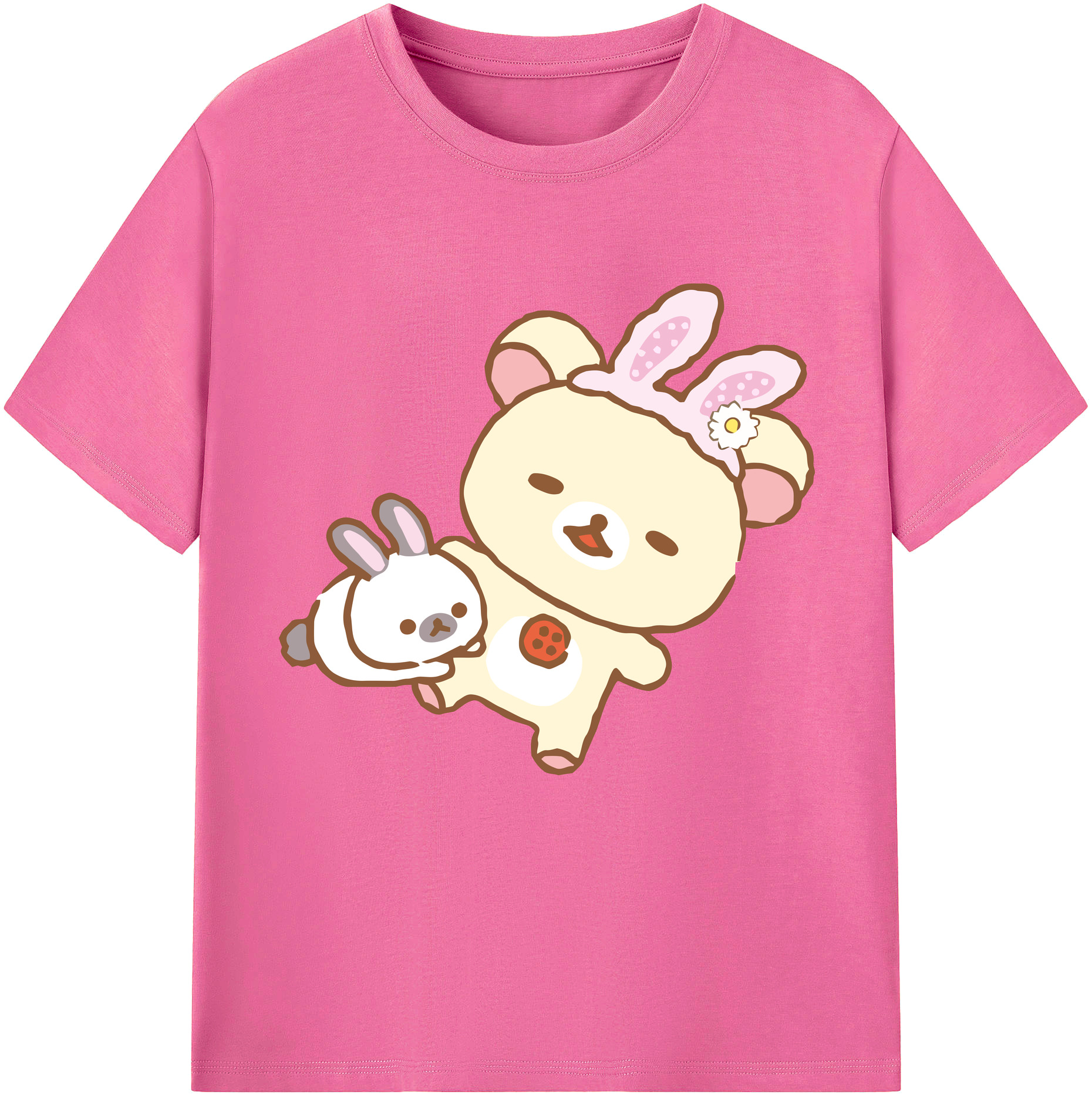 （画像用） リラックマ リラックマ キイロイトリ Rilakkuma Korilakkuma Kiiroitori レディースカジュアルプリントTシャツ（綿100％）